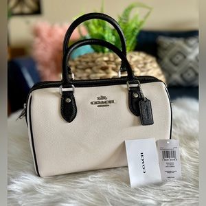 Coach Rowan Satchel In Silver/Chalk Black Multi